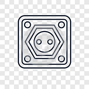 Socket concept vector linear icon on transparent backgr