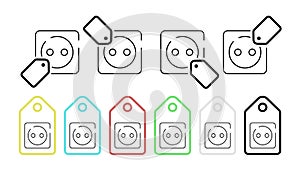 Socket, electricity vector icon in tag set illustration for ui and ux, website or mobile application