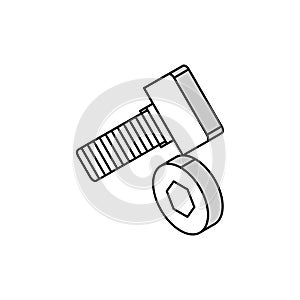 socket head screw isometric icon vector illustration