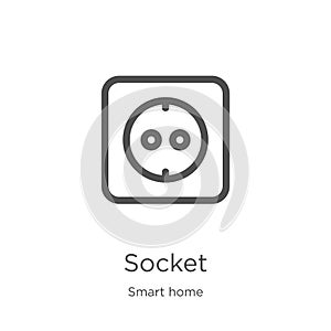 socket icon vector from smart home collection. Thin line socket outline icon vector illustration. Outline, thin line socket icon