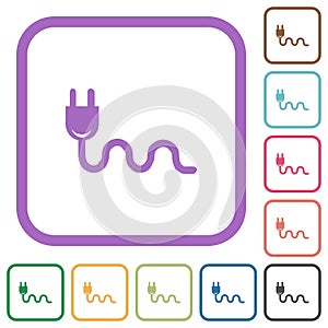 Socket plug and cable solid simple icons