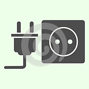 Socket with plug solid icon. Unplugged cable from Jack socket glyph style pictogram on white background. Real estate and