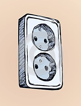 Socket and plug. Vector drawing