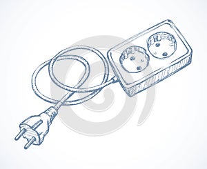 Socket and plug. Vector drawing photo