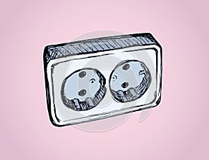 Socket and plug. Vector drawing photo