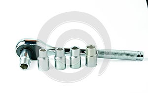 Socket spanner wrenches isolated on white background with clupping path