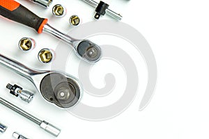 Socket Spanner Wrenches on white Background for mechanical tools