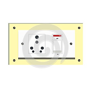 Electrical socket with a switch and a red color indicator light