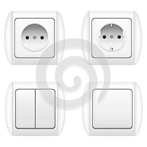 socket and switch electric cartoon stock vector illustration