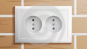 Socket Vector. Double Grounded Power Switch. Plastic Standard Panel.