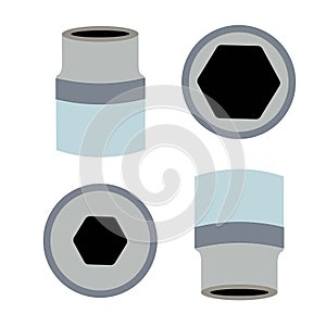 Socket Wrench. Ratchet used to unwind or tighten nuts and bolts are on the white background. ratchet hand tools. Vector