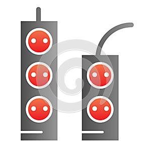 Sockets and tees flat icon. Socket extension color icons in trendy flat style. Electricity connector gradient style