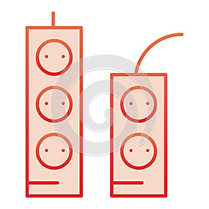 Sockets and tees flat icon. Socket extension red icons in trendy flat style. Electricity connector gradient style design