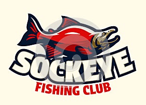 Sockeye Salmon Fish Mascot Logo