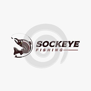 Sockeye Salmon Fishing logo vector design