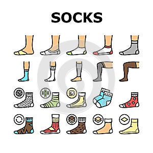 Socks Fabric Accessory Collection Icons Set Vector