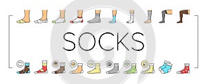 Socks Fabric Accessory Collection Icons Set Vector .