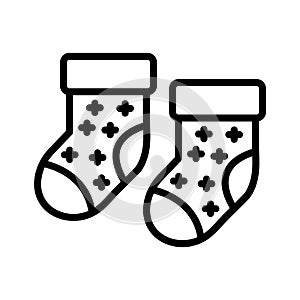 Socks, footwear, clothes, pair fully editable vector icon