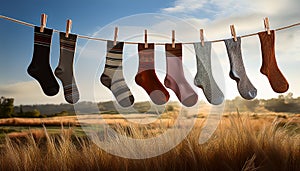 Socks hanging on the clothesline