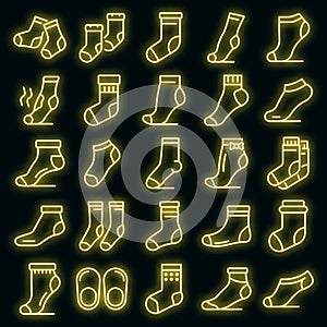 Socks icons set vector neon