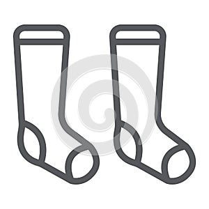 Socks line icon, clothes and fashion, hosiery sign, vector graphics, a linear pattern on a white background.