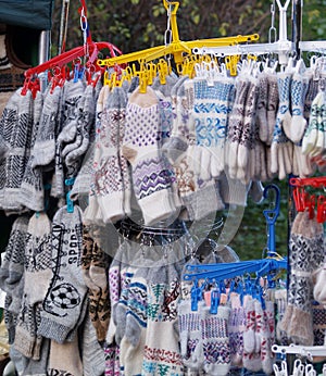 Socks and mittens made from wool