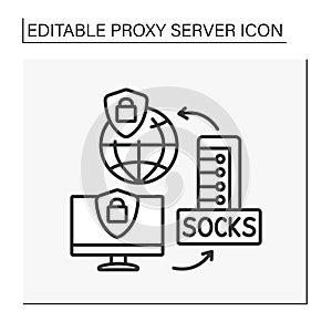 Socks protocol line icon