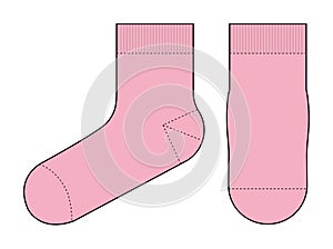 Socks template vector illustration  front & side view | pink