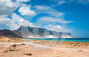 Socotra island coastline with sand dunes of Archer, Yemen