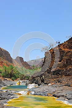 Socotra island, river in Wadi Dirhur. Yemen