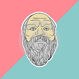 Socrates hand drawn vector isolated on pastel colors background. Trendy punchy pastels with vintage drawing