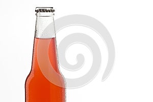 Soda bottle, alcoholic drink with water drops