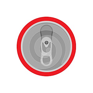Soda bottle drink top view vector icon illustration beverage. Above red container cola food. Cartoon flat aluminum can