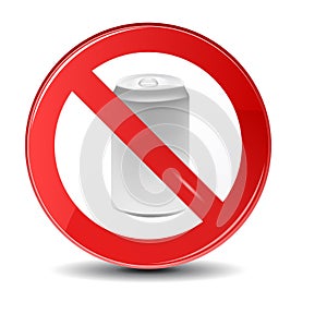 Soda can no trashing icon. Prohibition sign icon photo