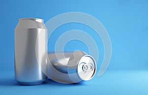 Soda cans on blue background