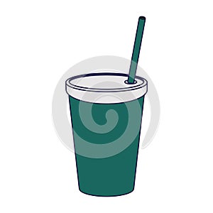 Soda cup with straw blue lines