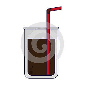 Soda cup with straw cartoon blue lines