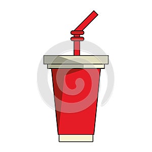 Soda cup with straw cartoon isolated