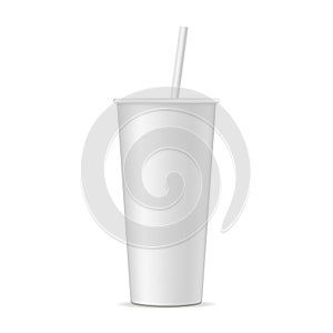 Soda cup with straw mockup isolated