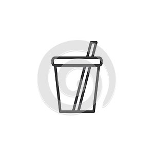 Soda cup with straw outline icon