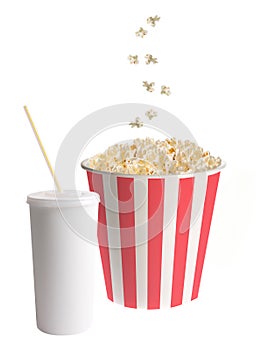 Soda Cup with straw and Popcorn