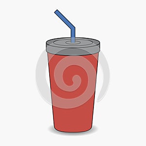 Soda cup with straw. Vector illustration.