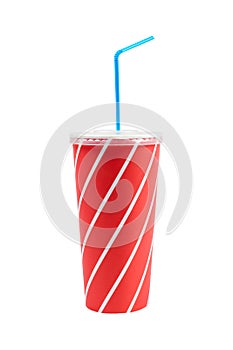 Soda drink with blue straw photo