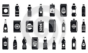 Soda drink icons set, simple style