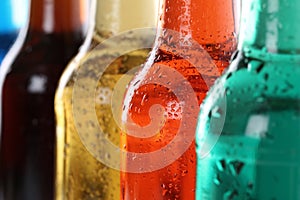 Soda drinks with cola in bottles