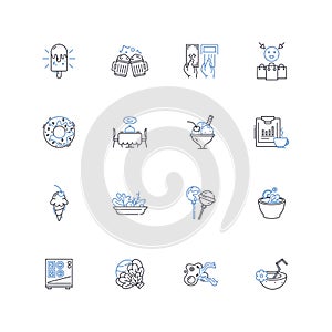Soda fountain line icons collection. Bubbly, Refreshing, Fizzy, Soda, Syrup, Carbonated, Flavors vector and linear