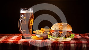 Soda And Hamburger: A Delicious Pairing On A Napkin photo