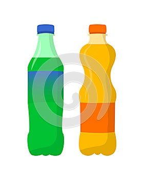 Soda. Lemon and orange soda Flat design