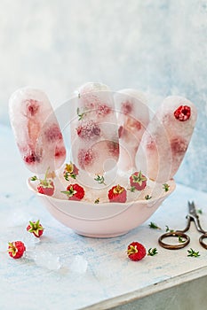 Soda, Raspberry and Thyme Ice Pops