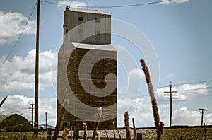 Soda Springs Grain Elevator by Railroad Tracks